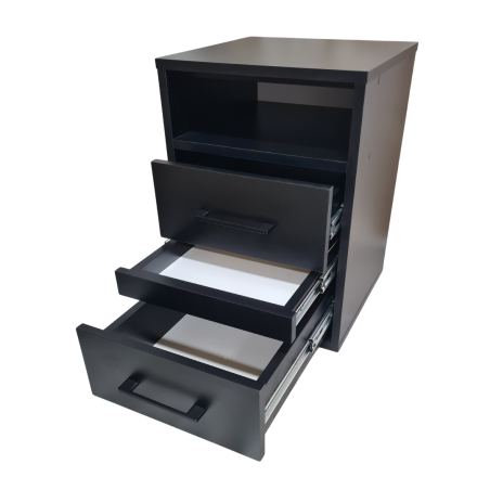 KONTENEREK POD BIURKO Z UKRYTĄ SZUFLADĄ 2 SZUFLADAMI NA KÓŁKACH DAMING CZARNY