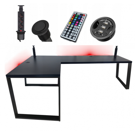 Biurko Gamingowe Narożne Loftowe - 180x120x28 Model 3